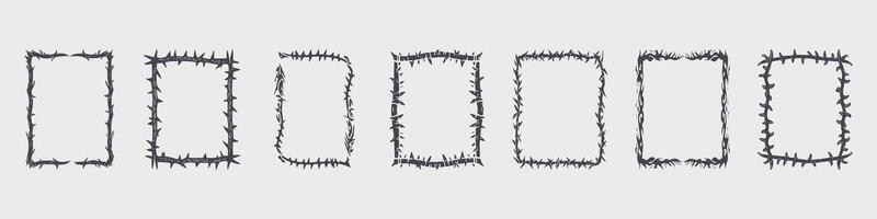 Barbed Wire Frame Designs Set. Edgy And Protective Borders Collection. vector
