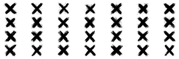 Brush Stroke X Marks Set. Artistic Expression And Creativity Collection. Isolated Illustration vector