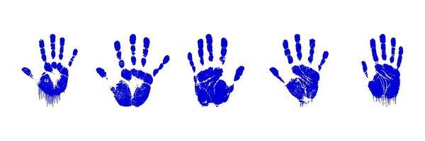 Blue Handprints Set. Creative Expression And Identity Collection. Isolated Illustration vector