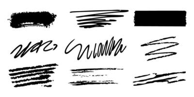 Ink Brush Stroke And Scribble Set. Artistic Expression And Design Elements Collection. Isolated Illustration vector