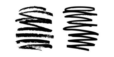 Abstract Black Brush Stroke Patterns Set. Artistic Expression And Design Elements Collection. Isolated Illustration vector