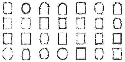 Barbed Wire Frame Designs Set. Edgy And Rustic Border Collection. Isolated Illustration vector