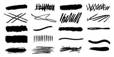 Abstract Brush Stroke And Scribble Set. Artistic Expression And Design Elements Collection. Isolated Illustration vector