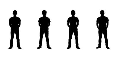 Standing Men Silhouette Icon Set. Male Posture And Body Language Symbol Collection. Ui Ux Design And Presentation Use. Isolated Illustration vector