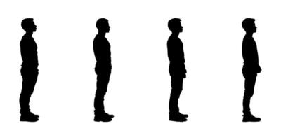 Standing Male Silhouettes In Side View Icon Set. Posture And Profile Observation Symbol Collection. Educational And Design Reference Visuals. Isolated Illustration vector