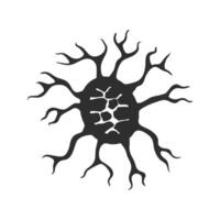 Neuron Cell Silhouette Illustration. Neural Network And Brain Function Concept Isolated Illustration vector