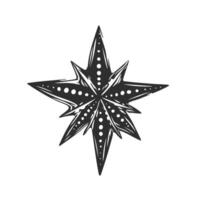 Eight-Pointed Star With Dotted Pattern Silhouette Illustration. Symbol Of Guidance And Navigation Isolated Illustration vector
