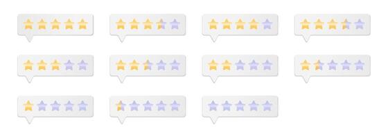 Classic star rating with gradient effect. Gold and silver stars. User rank with grey gradient form. Feedback and customer review glossy set. Customer service shiny signs for a website and app vector
