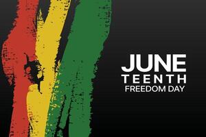 JUNETEENTH FREEDOM DAY text over red, yellow, green brushstrokes. vector