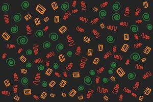 Dark background with scattered colorful abstract shapes vector
