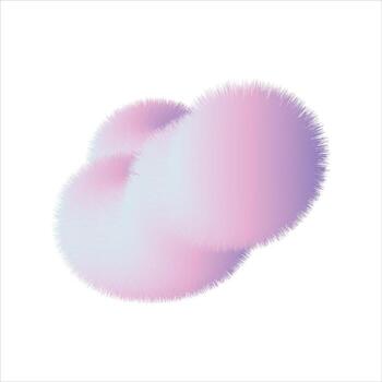 Abstract fluffy shape in purple and white gradient on white background. vector
