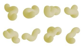 Eight abstract, beige-yellow blob-like shapes arranged on a white background. vector