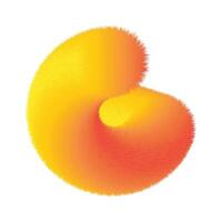 Abstract fluffy C-shape in orange and yellow gradient on white. vector