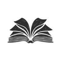 Open Book With Flying Pages Silhouette Illustration. Knowledge And Imagination Concept Isolated Illustration vector