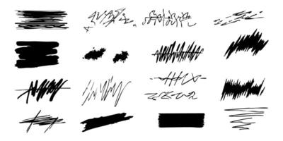 Abstract Scribble And Brush Stroke Set. Creative Expression And Design Elements Collection. Isolated Illustration vector