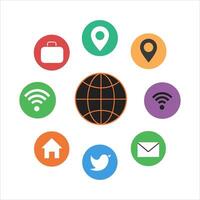 a globe surrounded by icons of different types of devices vector