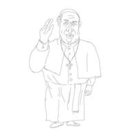 Pope or Bishop of Rome Standing Blessing Front Line Drawing vector