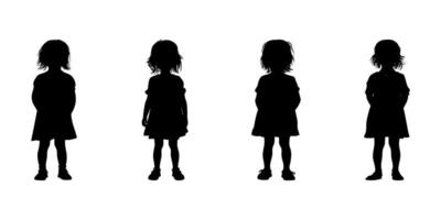Silhouette Of Standing Children Icon Set. Child Posture And Development Observation Symbol Collection. Educational And Parenting Visuals. Isolated Illustration vector