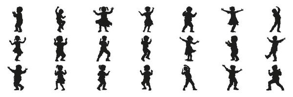 Children Dancing Silhouette Set. Playful Movement And Joyful Expression Symbol Collection. Educational And Recreational Use. Isolated Illustration vector