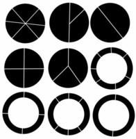 black circle segment diagram set vector