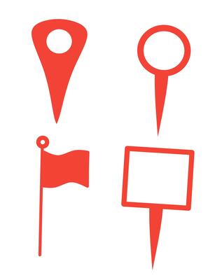 Explore with stylish pins, maps, and mobile location markers.