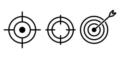 Three black targets with one arrow hitting the bullseye. Ideal for representing success, accuracy, achievement, competition, and reaching goals. vector
