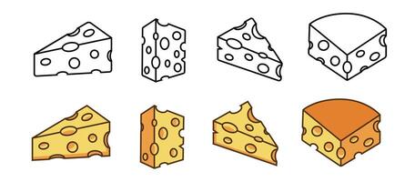 Cheese icon set featuring six different types of cheese perfect for food blogs, menus, or culinary designs needing a tasty touch. illustration vector