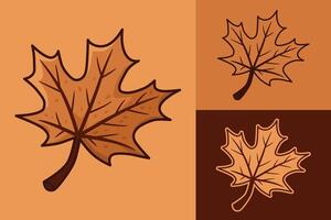 Autumn maple leaf sticker with outline variations vector