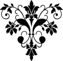 Black and white floral ornament with leaf and branch design vector