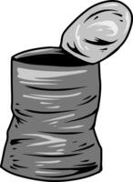 Cartoon-style crushed tin can with open lid vector