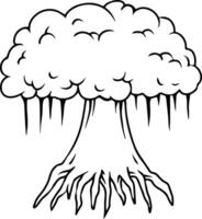 Tree with strong roots and cloudy leafy top illustration vector
