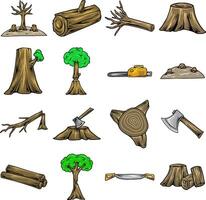 Deforestation and Logging Icons vector