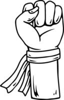 Raised Fist Line Art with Headband Symbol of Indonesian Spirit and Unity vector