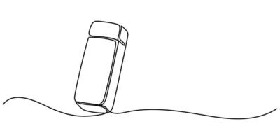continuous one line drawing eraser illustration of eraser isolated on white background for kids coloring book vector