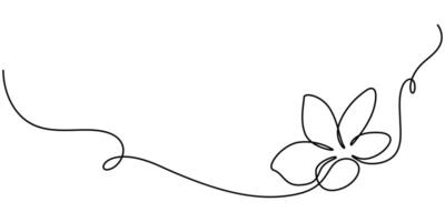 One continuous line drawing of Plumeria flower. Frangipani blossom with petals for floral tattoo in simple linear style vector