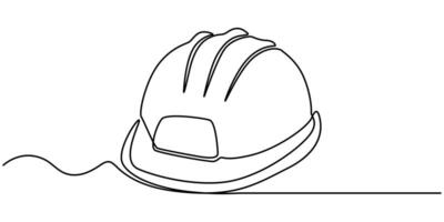 Industrial Helmet Continuous One Line Drawing vector