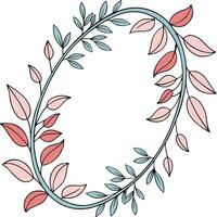 Pastel tone oval leafy border frame in watercolor style simple artistic layout on white background made for commercial graphic use vector