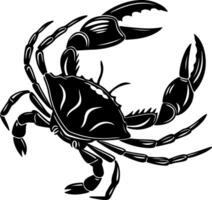 Crab Silhouette in Raised Claw Defensive Stance vector