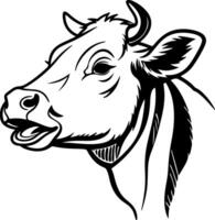 Cow Face with Happy Expression and Gentle Curves Silhouette vector
