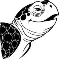 Joyful Turtle Face Silhouette with Soft Expression vector