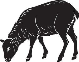 Grazing Sheep Side Profile with Head Down Silhouette vector