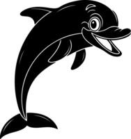 Joyful Dolphin Face with Smooth Silhouette Lines vector