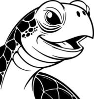 Happy Turtle Face Silhouette in Minimalist Style vector