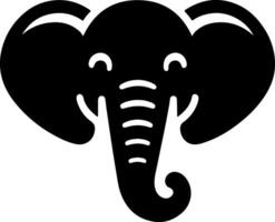 Happy Elephant Face Silhouette from Front View vector