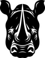 Rhino Face Front View Silhouette with Fierce Look vector