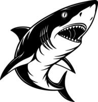 Roaring Shark Silhouette with Wide Open Jaw vector