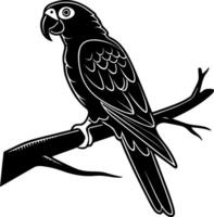 Front Facing Parrot Silhouette on Perch in Calm Mood vector