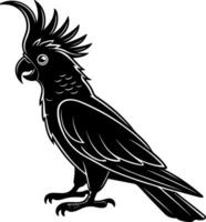 Standing Parrot Silhouette with Crest Raised vector