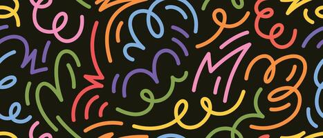 Seamless wavy stripes pattern in vibrant rainbow tones. Trendy abstract backdrop for fabric, kids products, packaging, and branding vector