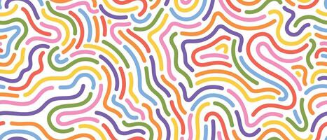 Colorful abstract seamless pattern with wavy lines. Fun geometric doodle background for kids, textiles, wrapping paper, and digital design vector